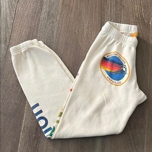 Aviator Nation Cream Joggers with Aspen Rainbow Logo